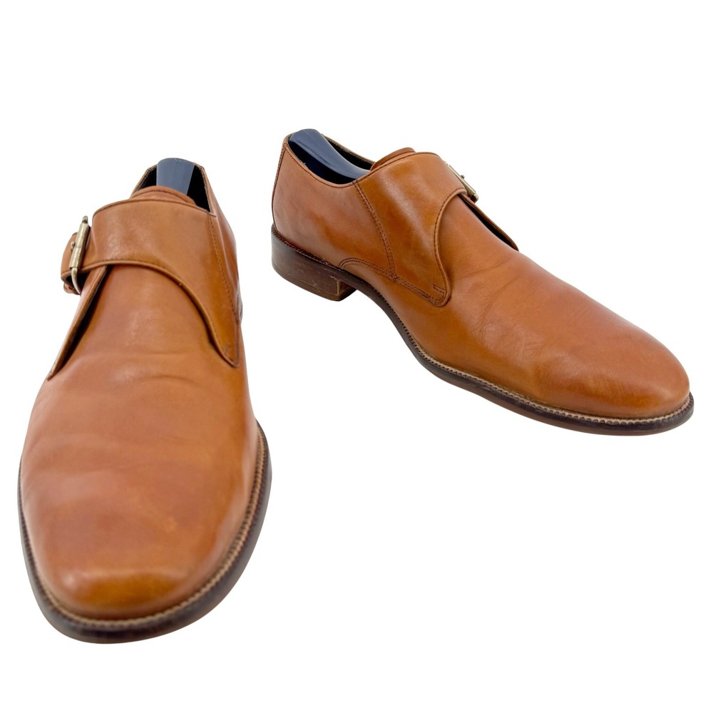 Cole Haan Williams Monk II Mink Strap Shoes Mens 10 British Tan Leather Buckle